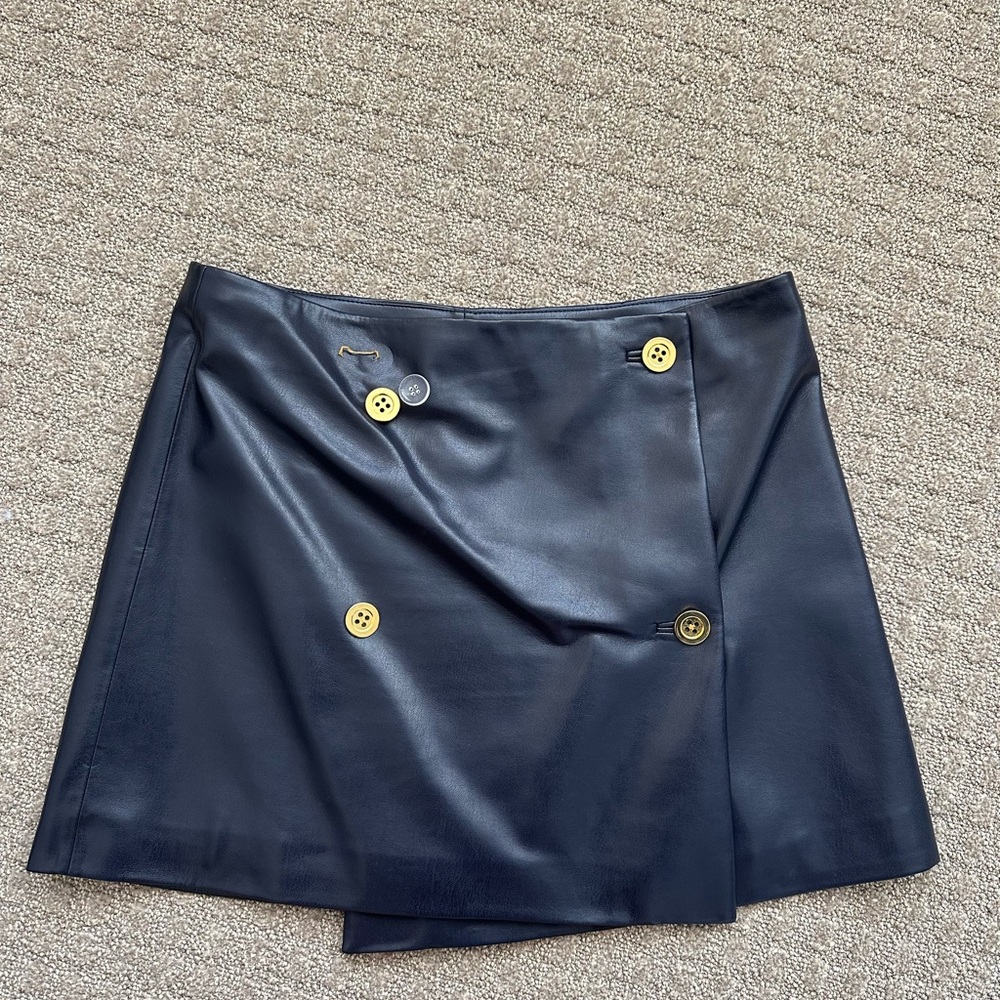 J. Crew Navy Mini Skirt with Gold Buttons